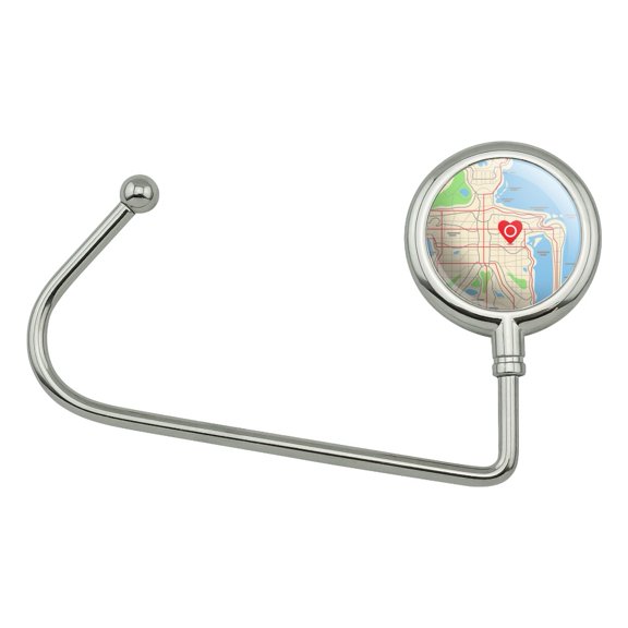 You Are Here Heart Map Skeleton Purse Bag Hanger Holder Hook