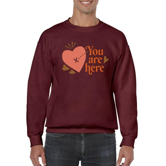 You Are Here, In My Heart Sweatshirt Men -Smartprints Designs, Male Medium