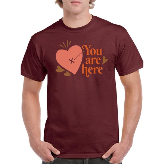 You Are Here, In My Heart T-Shirt Men -Smartprints Designs, Male 4X-Large