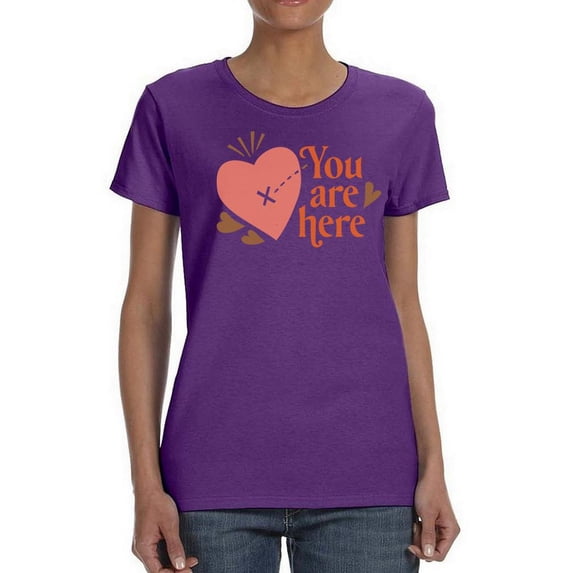 You Are Here, In My Heart T-Shirt Women -Smartprints Designs, Female 4X-Large