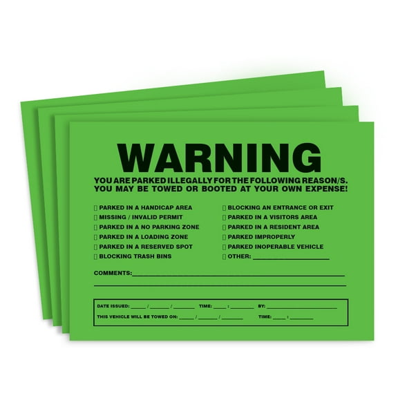 You Are Illegally Parked Stickers 10 Green Violation No Parking Stickers