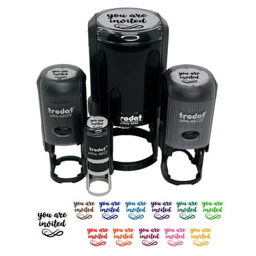 You Are Invited Script Self-Inking Rubber Stamp Ink Stamper - Black Ink - Mini 1/2 Inch
