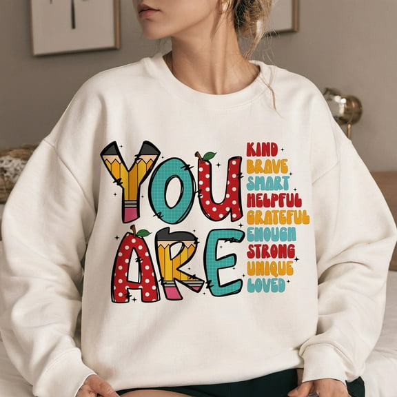 You Are Kind Sweatshirt, Retro Teacher Pullover, Back to School Appreciation Sweater, Cute School Doodles Top
