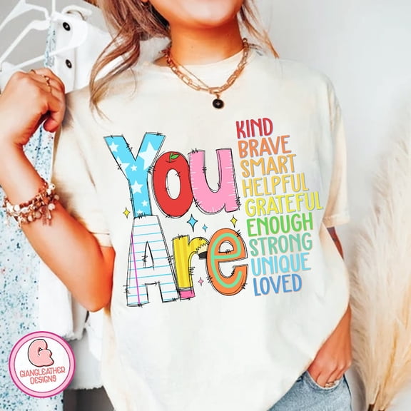 You Are Kind Teacher T-Shirt, Retro Back to School Appreciation Tee, Cute Classroom Doodle Shirt for Women Educators