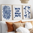 thumbnail image 1 of You Are Like Really Pretty Navy Blue Hearts Bows Coquette Retro Quote Set 3 Stretched Canvas 12x18, 1 of 3