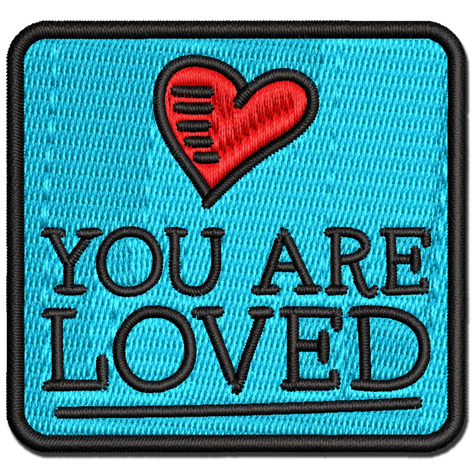 You Are Loved Heart Doodle Applique Multi-Color Embroidered Hook & Loop Patch - 3.5 Inch Large