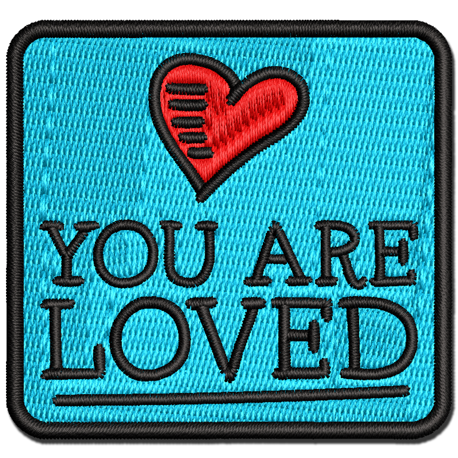 You Are Loved Heart Doodle Applique Multi-Color Embroidered Iron-On Patch - 3.5 Inch Large