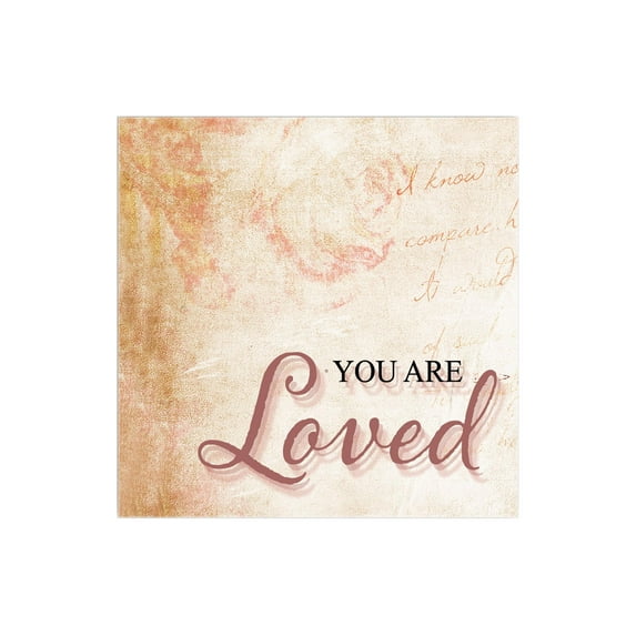 You Are Loved Peach Cream Blur 12 x 12 Wood Wall Sign Plaque