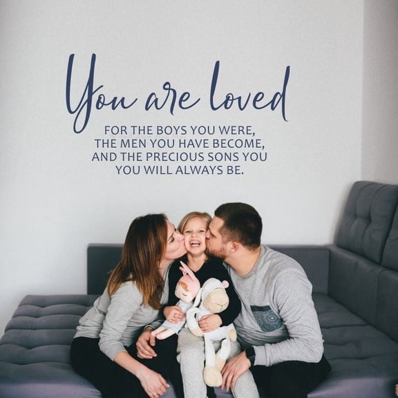 You Are Loved Son Quote Wall Decor - Son Quote Wall Decal - Gift From Mom Lettering To My Son Wall Art Stickers 37 x 20- Inch Deep Blue