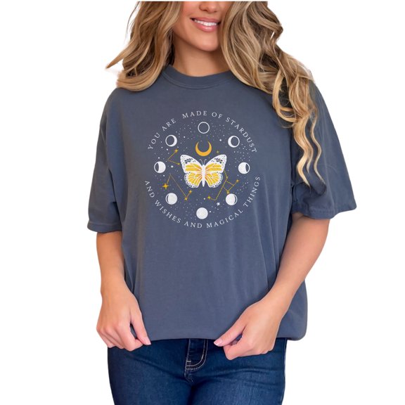 You Are Made of Stardust, Wishes, Boho Mystical & Celestial Art Merch, Denim Comfort Colors T-Shirt, 2XL
