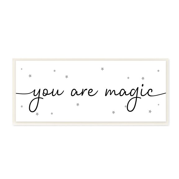 Stupell Industries You Are Magic Sentiments Grey Whimsical Stars,7 x 17,Designed by Daphne Polselli