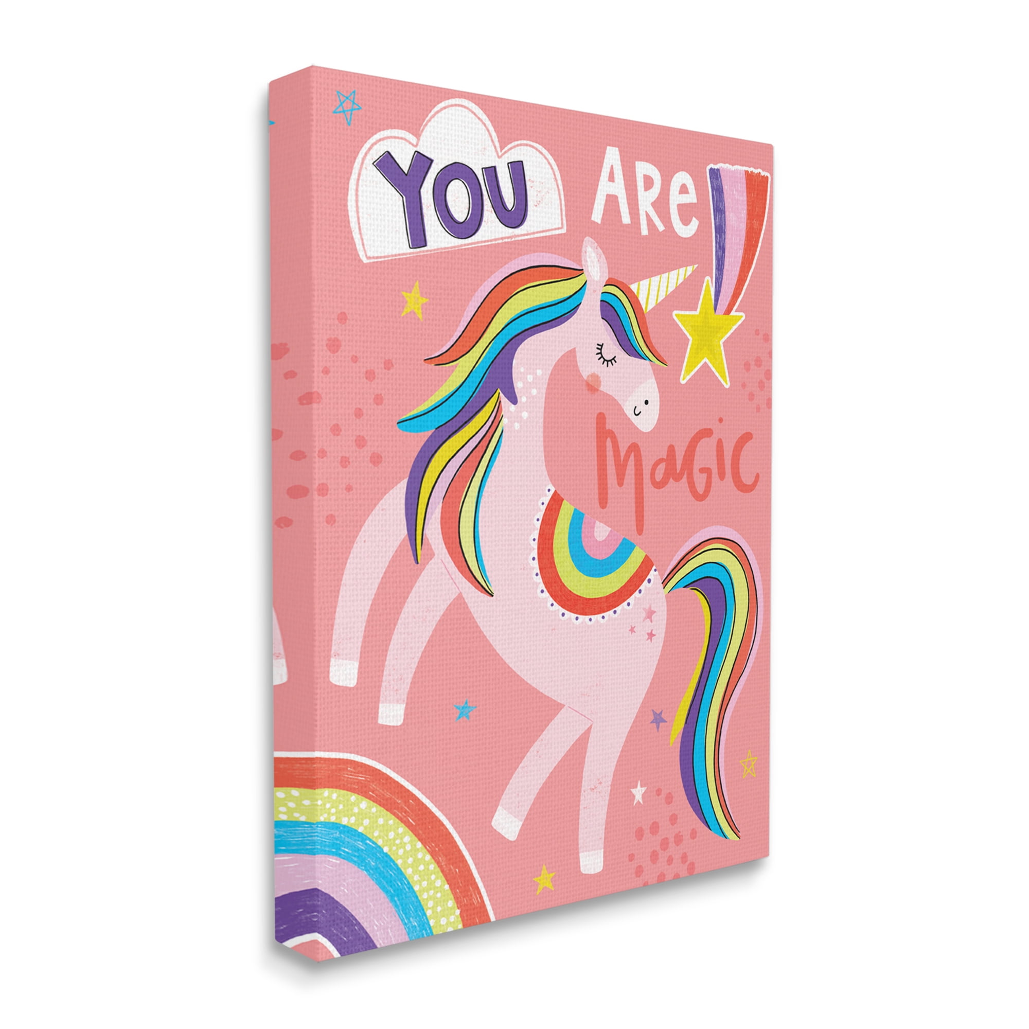 Stupell Industries You Are Magic Phrase Pink Unicorn Rainbow,36 x 48,Designed by Lisa Barlow