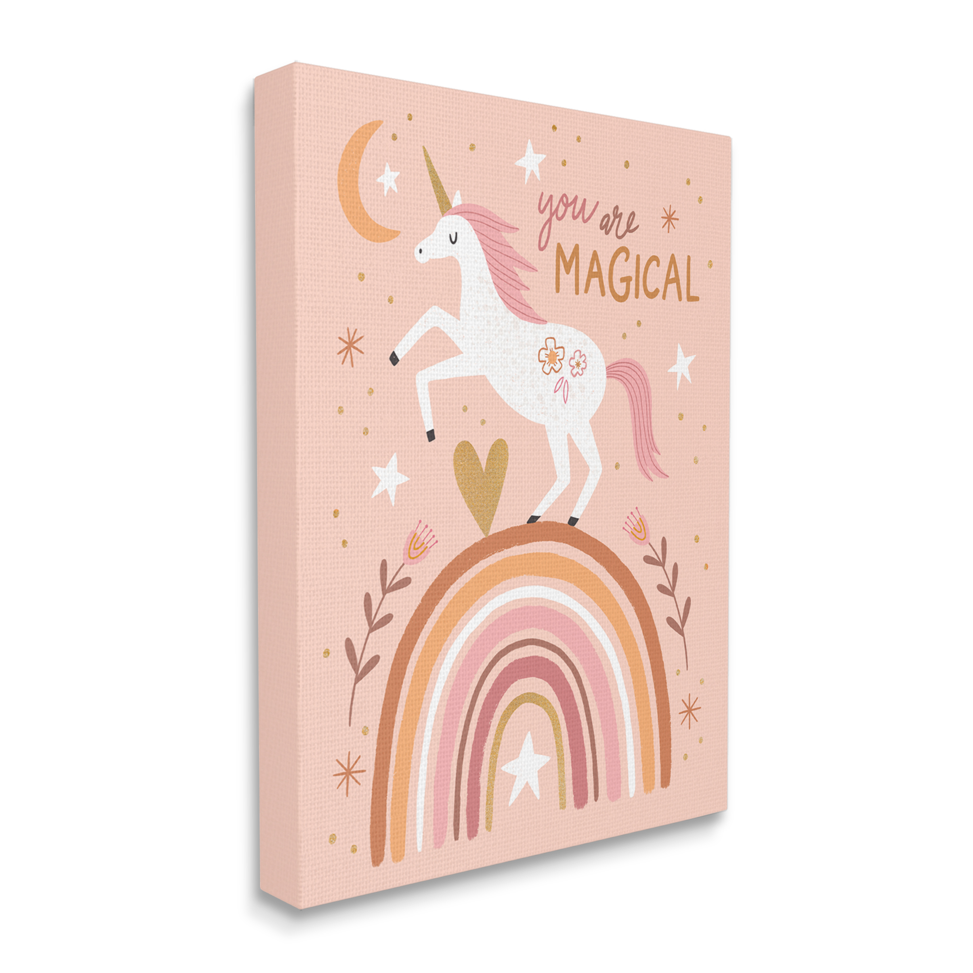 Stupell Industries You Are Magical Inspirational Pink Unicorn Rainbow,16 x 20,Designed by Nina Seven