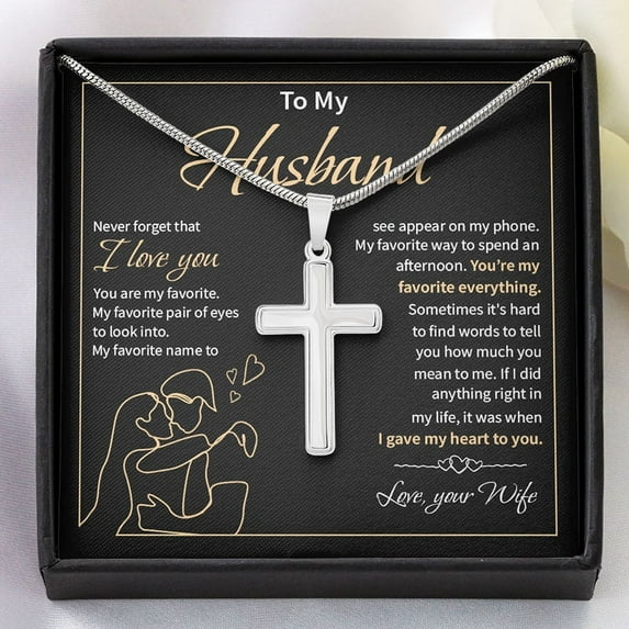 You Are My Favorite Everything, Personalized Cross Necklace, Gifts For Him