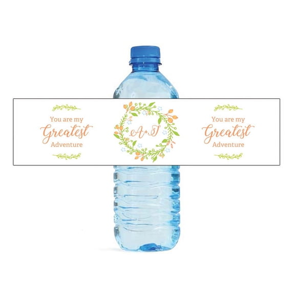 You Are My Greatest Adventure Wreath Wedding Anniversary Engagement Party Bridal Shower Water Bottle labels Birthday Party Bridal Shower Easy to Use Self Stick Labels