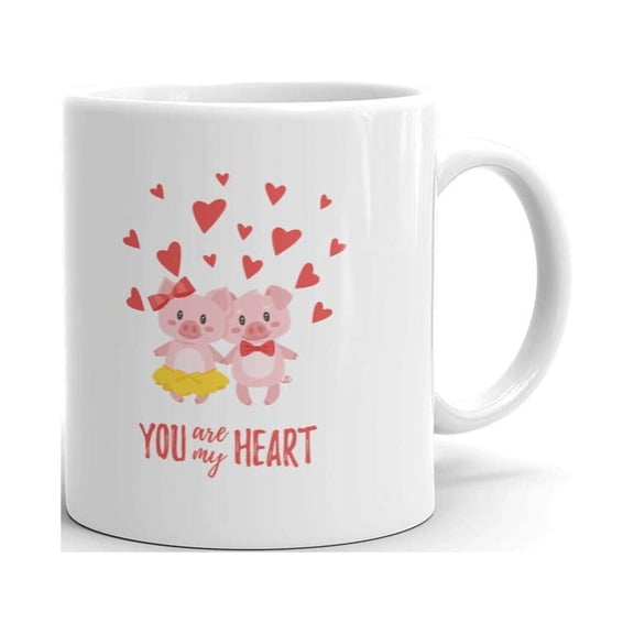 You Are My Heart Valentines Day Cute Pigs Coffee Tea Ceramic Mug Office Work Cup Gift15 Oz