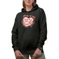 thumbnail image 1 of You Are My Love with Heart Cherry Pie & Wavy Text, Retro Valentine's Day Gift, Black Hooded Sweatshirt or Hoodie, Small, 1 of 5