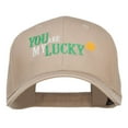 thumbnail image 1 of You Are My Lucky Embroidered Cotton Cap - Khaki OSFM, 1 of 5