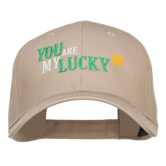 You Are My Lucky Embroidered Cotton Cap - Khaki OSFM