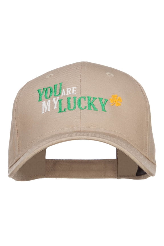 You Are My Lucky Embroidered Cotton Cap - Khaki OSFM