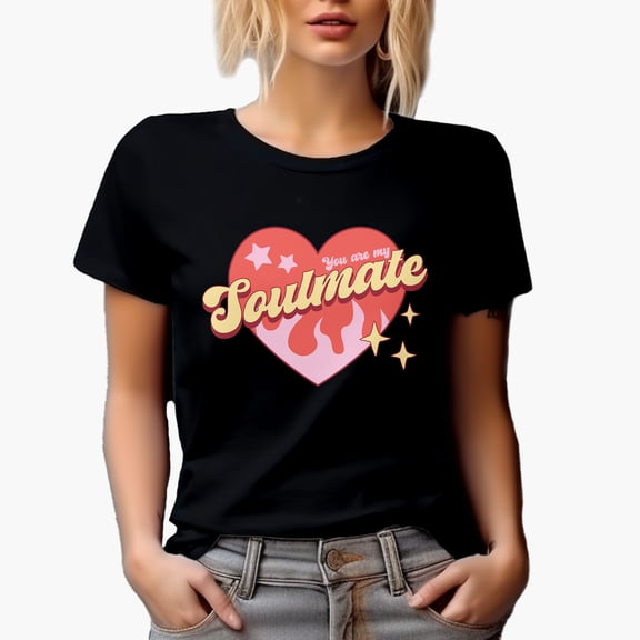 You Are My Soulmate, Retro Valentine's Day Gift, Black T-Shirt, Small