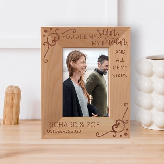 You Are My Sun My Moon And All Of My Stars Personalized Wooden Frame 3 1/2" x 5" Brown (Vertical)