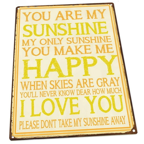 You Are My Sunshine 9"x12" Metal Sign, Wall Decor for Vacation Home