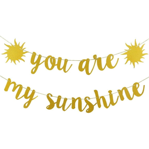 You Are My Sunshine Banner Gold Glitter Sunshine Birthday Banner Decorations for Kids Boys Girls Birthday Party Decorations Supplies