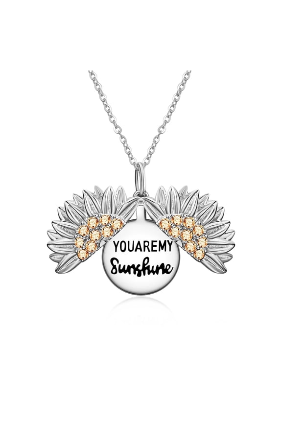 You Are My Sunshine Necklace Sterling Silver Sunflower Locket Necklace Sunshine Jewelry Gifts for Women