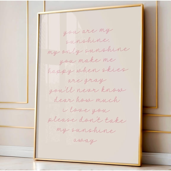 You Are My Sunshine Nursery Quote Wall Decor Unframed Paper Print