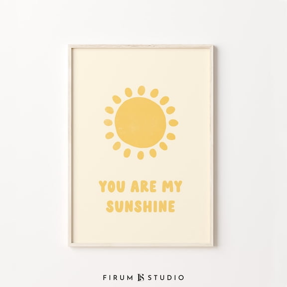 You Are My Sunshine Nursery Wall Art Print, Boho Sun, Pastel Yellow, Neutral, Nursery And Gallery Wall Decor