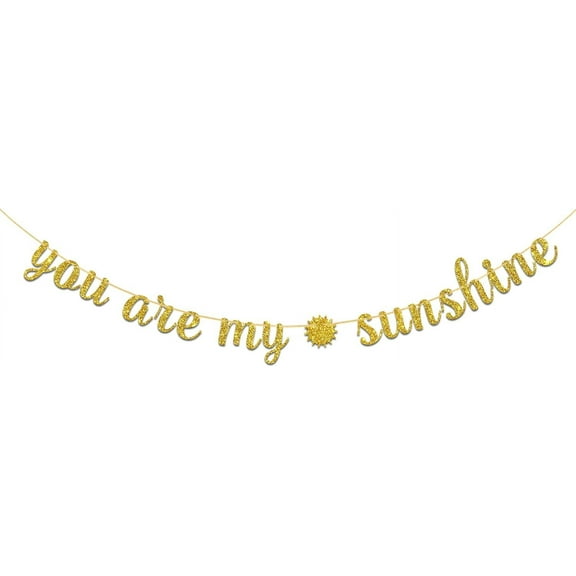 You Are My Sunshine Party Banner - Wedding, Birthday, Baby Shower Party Decorations - Gold, Rectangular Cardboard Banner