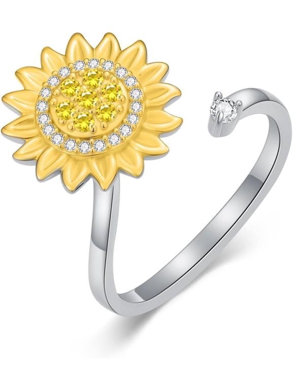 You Are My Sunshine Ring Adjustable Sunflower Ring for Women Dainty Yellow Flower Jewelry Gift of Love and Positivity