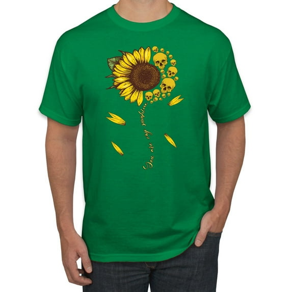 You Are My Sunshine Skull And Sunflower Inspirational/Christian Men's Graphic T-Shirt, Kelly, 4XL