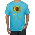 thumbnail image 1 of You Are My Sunshine Skull And Sunflower Inspirational/Christian Men's Graphic T-Shirt, Light Turquoise, Small, 1 of 3