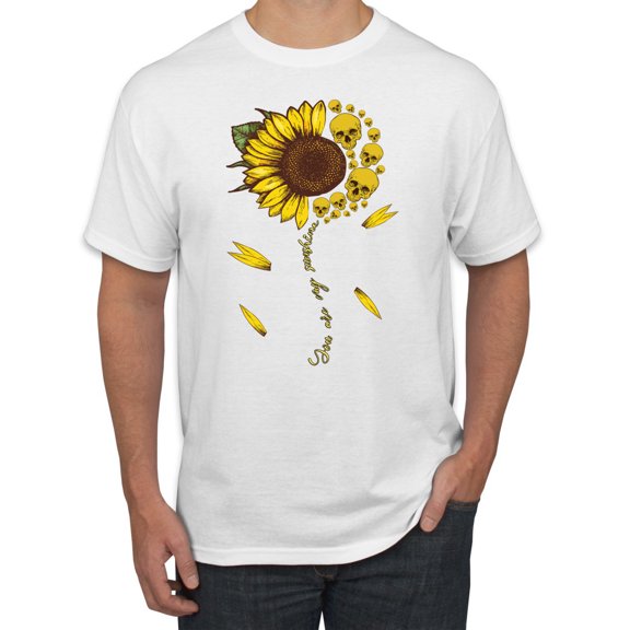 You Are My Sunshine Skull And Sunflower Inspirational/Christian Men's Graphic T-Shirt, White, 2XL