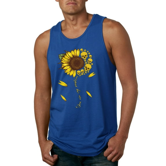You Are My Sunshine Skull And Sunflower Inspirational/Christian Mens Graphic Tank Top, Royal, X-Large