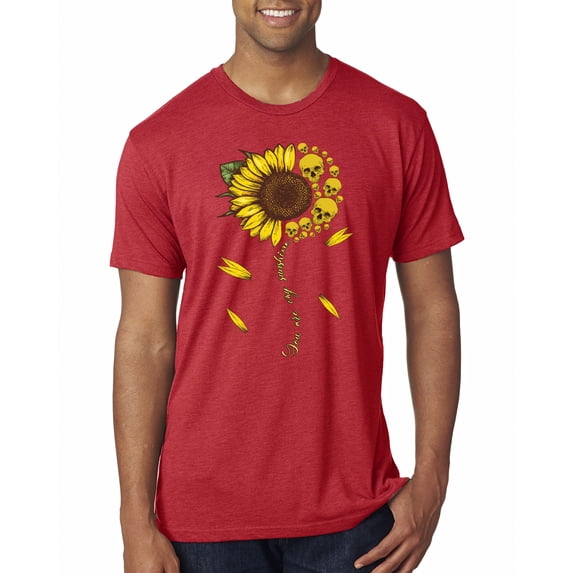 You Are My Sunshine Skull And Sunflower Inspirational/Christian Mens Premium Tri Blend T-Shirt, Vintage Red, X-Large