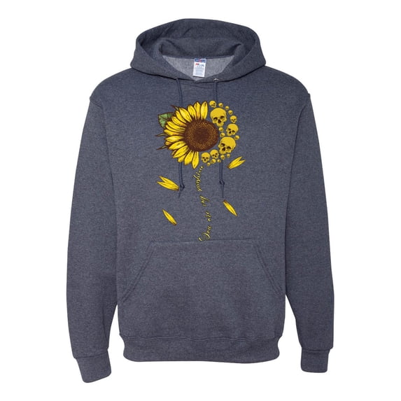 You Are My Sunshine Skull And Sunflower Inspirational/Christian Unisex Graphic Hoodie Sweatshirt, Vintage Heather Navy, Small