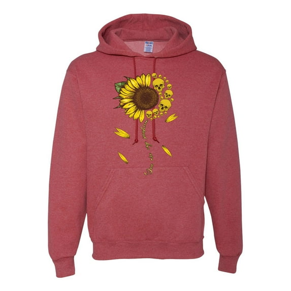 You Are My Sunshine Skull And Sunflower Inspirational/Christian Unisex Graphic Hoodie Sweatshirt, Vintage Heather Red, Medium