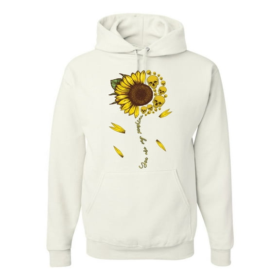 You Are My Sunshine Skull And Sunflower Inspirational/Christian Unisex Graphic Hoodie Sweatshirt, White, Small