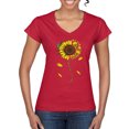 thumbnail image 1 of You Are My Sunshine Skull And Sunflower Inspirational/Christian Womenâ€™s Standard V-Neck Tee, Red, Small, 1 of 3