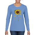 thumbnail image 1 of You Are My Sunshine Skull And Sunflower Inspirational/Christian Womens Graphic Long Sleeve T-Shirt, Light Blue, Medium, 1 of 3