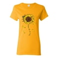 thumbnail image 1 of You Are My Sunshine Skull And Sunflower Inspirational/Christian Womens Graphic T-Shirt, Gold, Medium, 1 of 3