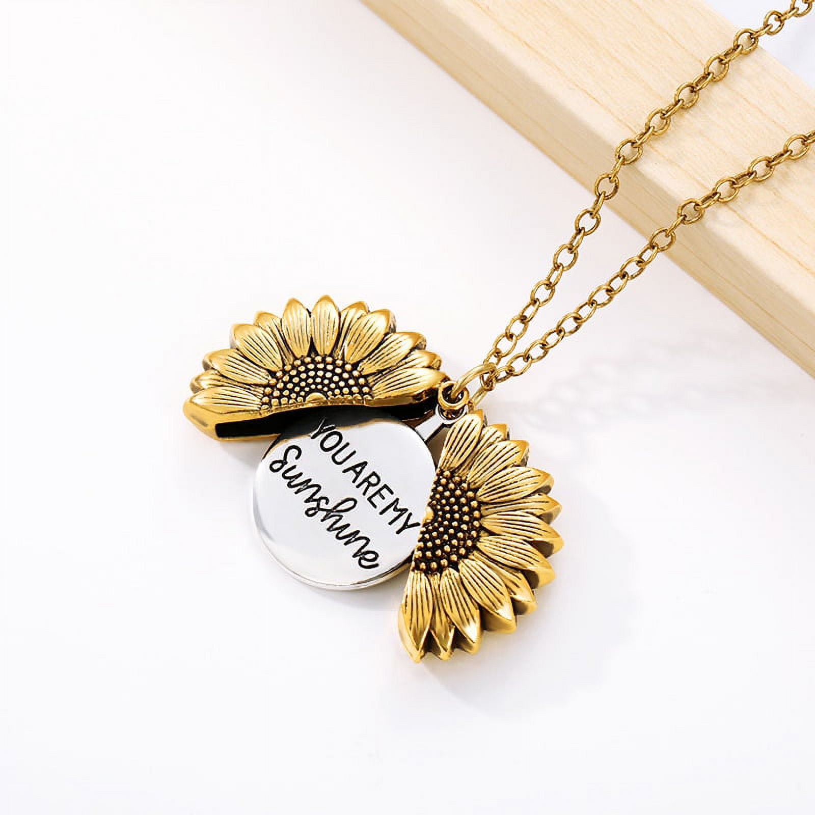 You Are My Sunshine Sunflower Necklaces For Women Rose Gold Silver