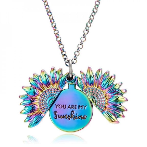 You Are My Sunshine Sunflower Open Locket Pendant Chain Necklace Valentinesday Gift