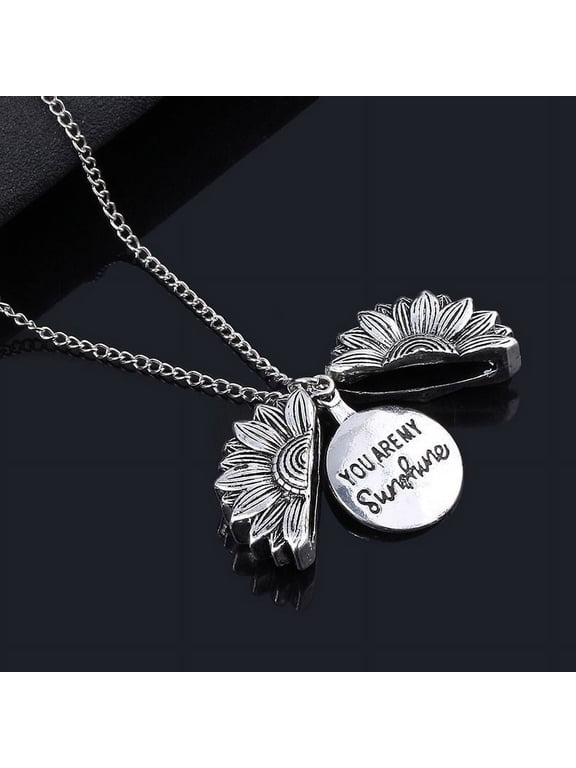 You Are My Sunshine Sunflower Pendant Necklace
