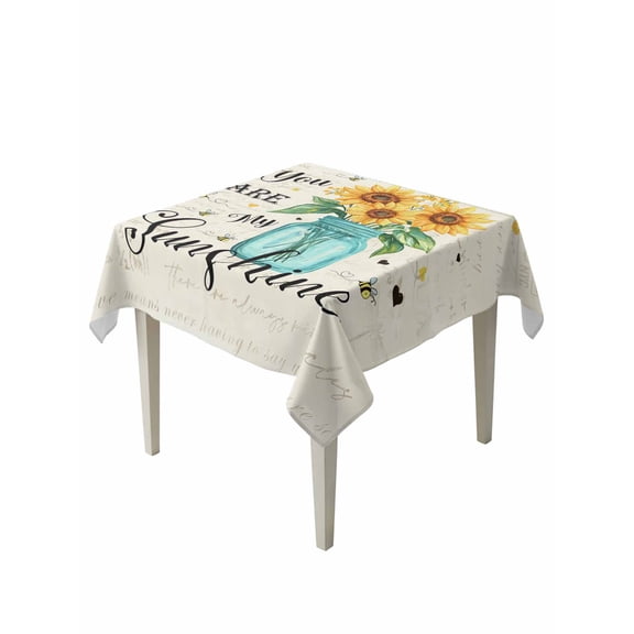 You Are My Sunshine Table Cloth 54x54 Inch Square, Retro Sunflower Bee Farm Waterproof Tablecloth Washable Table Cover for Party Picnic Dinner Decor