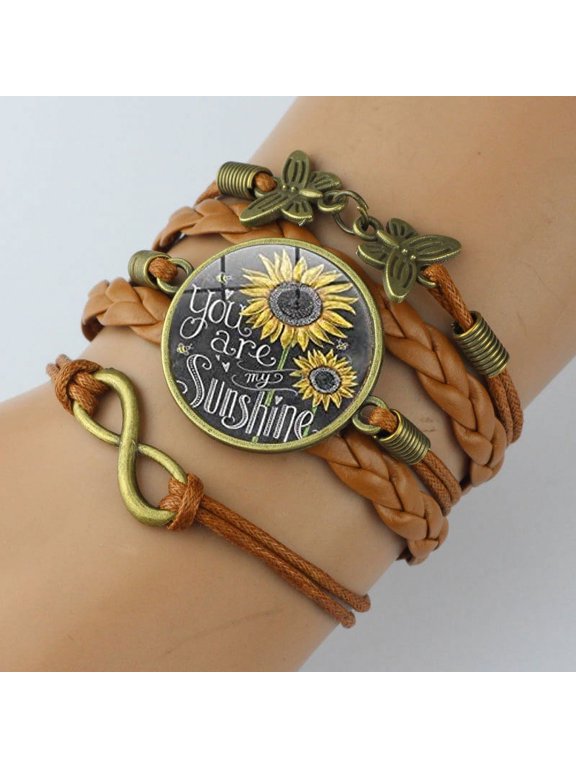 You Are My Sunshine Time Stone Bracelet - Vintage Butterfly & Infinity Charm Combination Jewelry