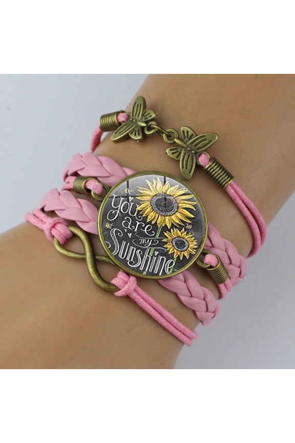 You Are My Sunshine Time Stone Bracelet - Vintage Butterfly & Infinity Charm Combination Jewelry